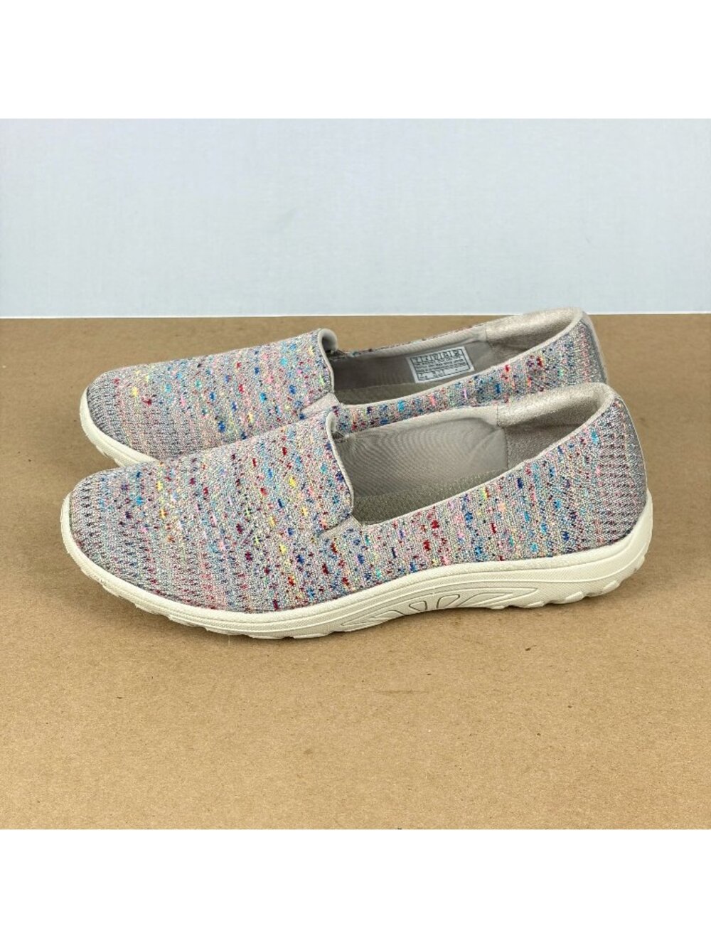 Skechers Reggae Fest Wicker Slip On Shoes Womens 7 Taupe Multicolor Flats